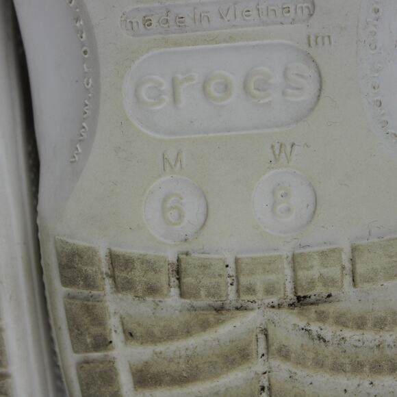 Crocs Classic Fuzz Lined Clog Womens 8 White Grey Comfort Mules - Picture 6 of 6